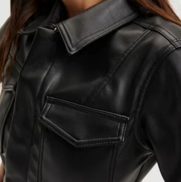 Good American Faux Black Leather Jumpsuit with Modern Edge Size 4 / XL - Picture 9 of 9